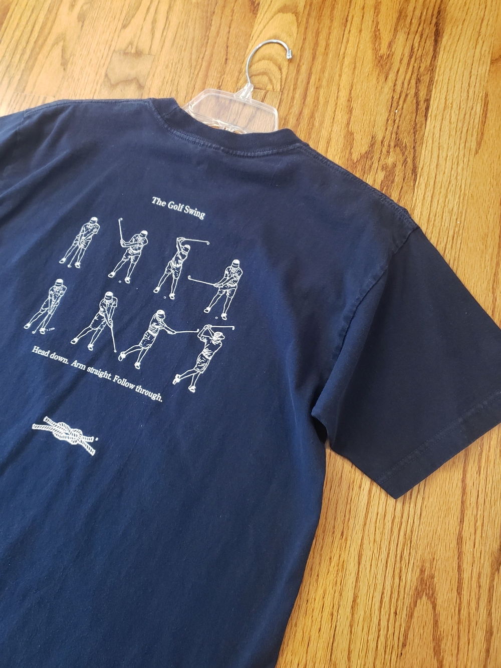 Navy Graphic Golf Swing Pocket Tee - White Print- L